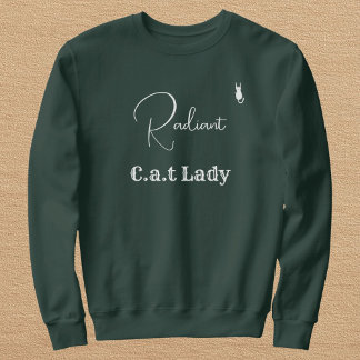 Moletom Customize Pet Lover Green And White Script Cat Mom