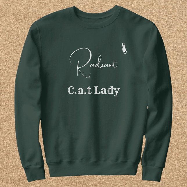 Moletom Customize Pet Lover Green And White Script Cat Mom (Criador carregado)