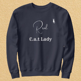 Moletom Customize Pet Lover Navy Blue White Script Cat Mom