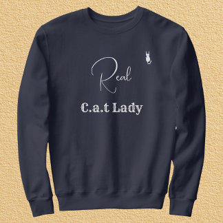 Moletom Customize Pet Lover Navy Blue White Script Cat Mom