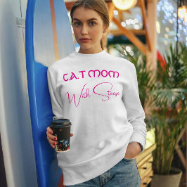 Moletom Customized Cat Mom Pink Script Funny Pet Lover