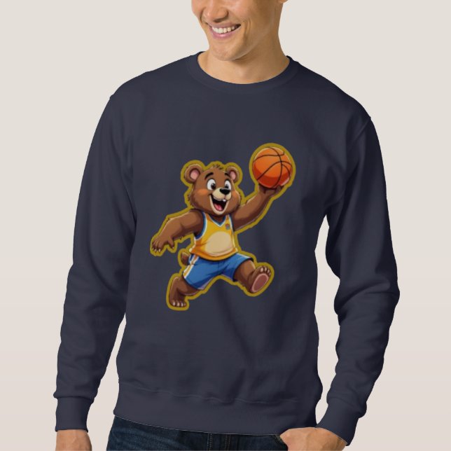 Moletom Cute 3D Teddy Bear Playing Basketball – Adorable S (Frente)