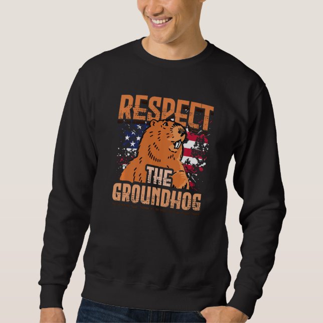 Moletom Cute America Respect Groundhog US Flag Rodent Grou (Frente)