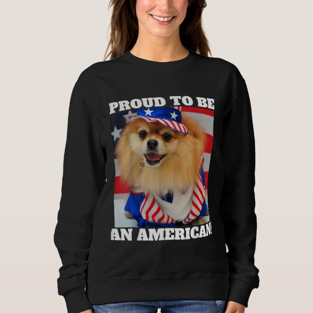 Moletom Cute American Patriotic Uncle Sam Pomeranian Dog 2 (Frente)