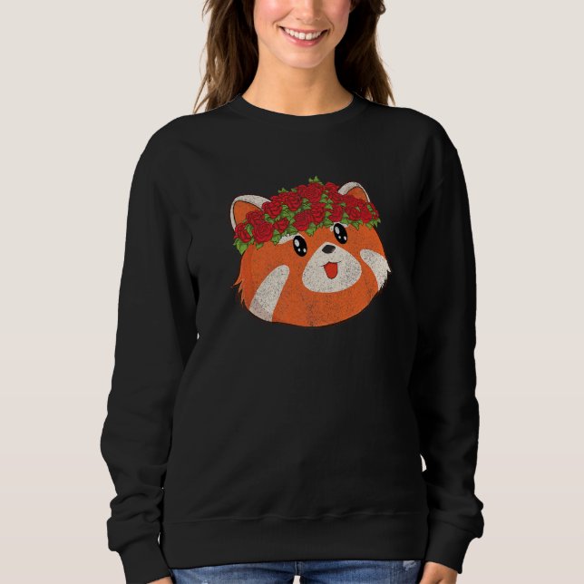 Moletom Cute Animal Flowers Zoo Animal  Roses Red Panda (Frente)