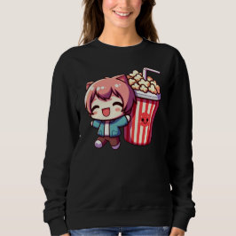 Moletom Cute Anime With Popcorn And Straw Sweatshirt