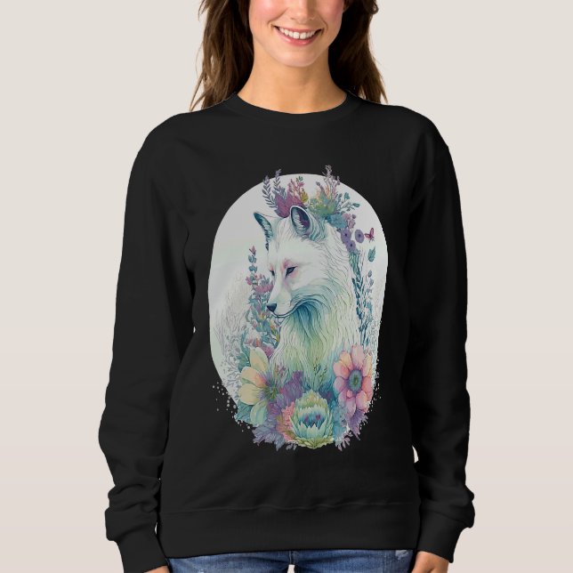 Moletom Cute Arctic Fox Flower Crown Animal (Frente)