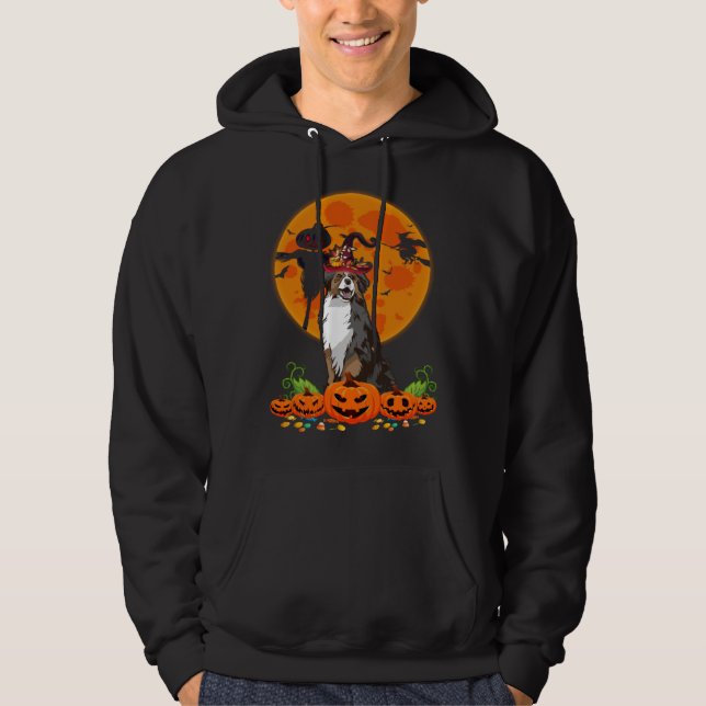 Moletom Cute Australian Shepherd Dog Witch Pumpkin Hallowe (Frente)
