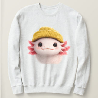 Moletom Cute Axolotl Wearing Beanie Retro 90s Design 