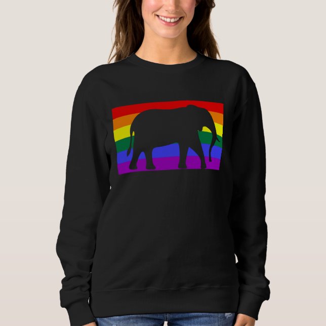 Moletom Cute Baby Elephant Love LGBTQ Gay Pride Flag Queer (Frente)