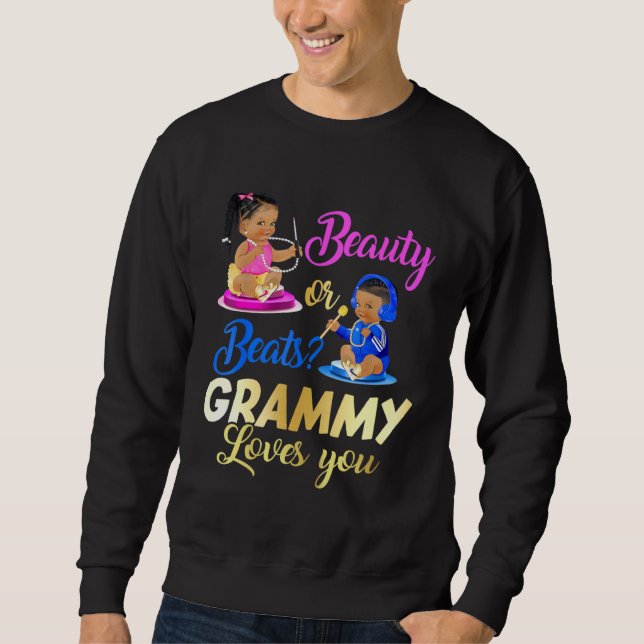 Moletom Cute Beauty Or Beat Grammy Loves You  Gender Revea (Frente)