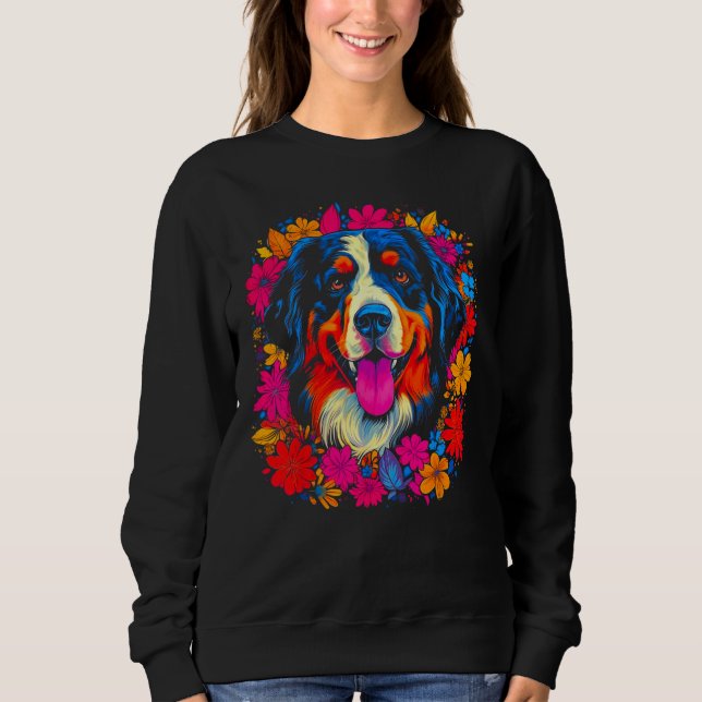 Moletom Cute Bernese Mountain Dog Flowers (Frente)