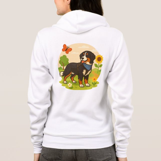 Moletom Cute Bernese Mountain Dog with Sunflower & Butterf (Verso)