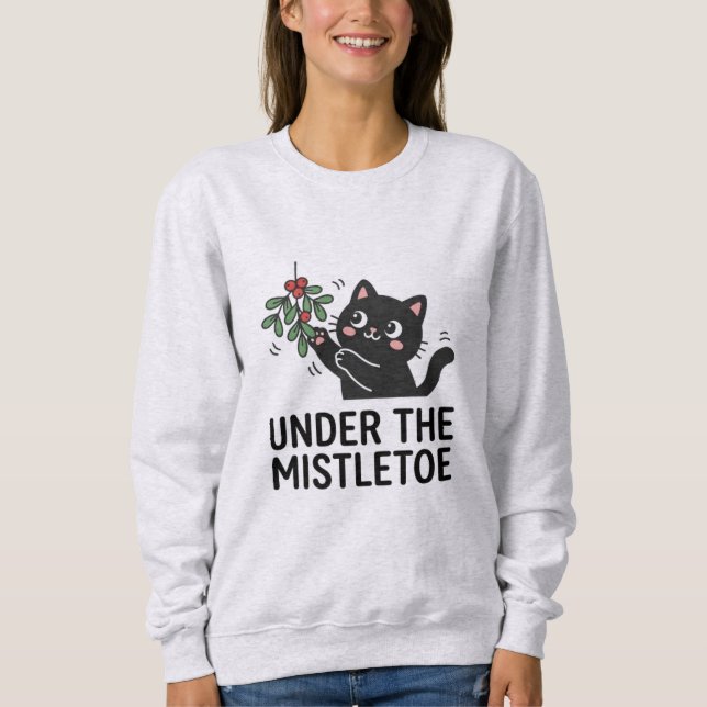 Moletom Cute Black Cat Plant Holiday Cartoon Christmas (Frente)