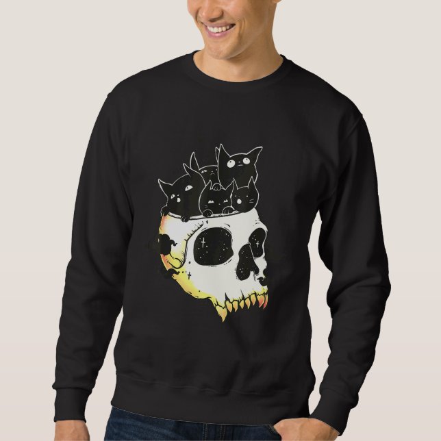 Moletom Cute Black Kittens In Skull Art (Frente)