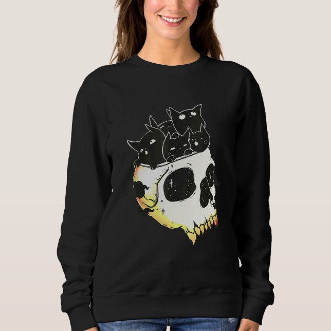 Moletom Cute Black Kittens In Skull Art (Frente)