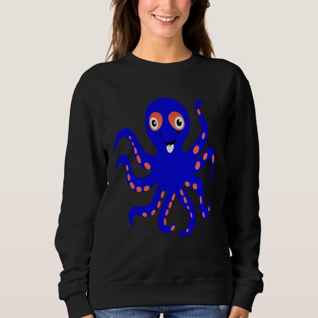 Moletom Cute Blue Octopus Ocean Sea Animal Halloween Costu (Frente)