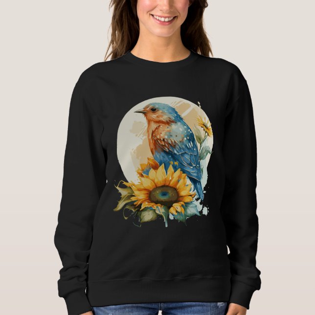 Moletom Cute Bluebird Sunflower Birding Bird (Frente)