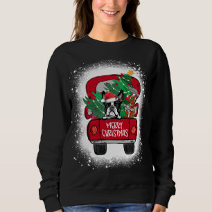 Moletom Cute Boston Terrier Red Truck Feliz Natal Blea