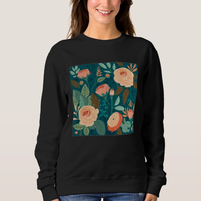 Moletom Cute Botanical Roses Illustration Gorgeous Flower  (Frente)