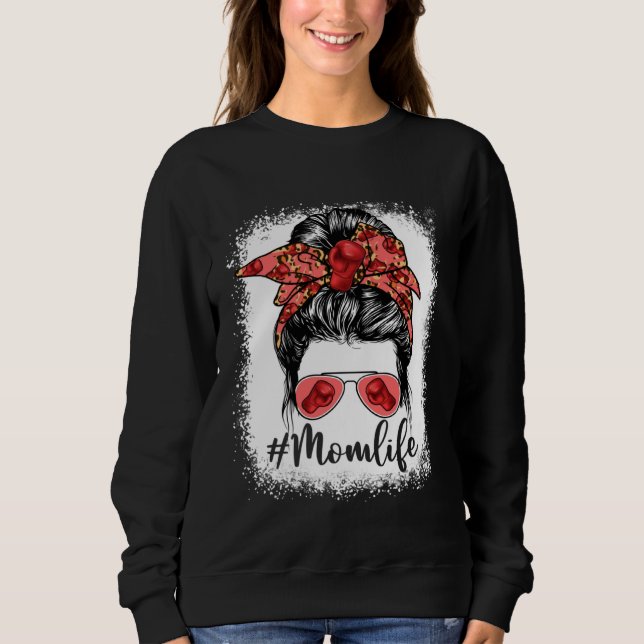 Moletom Cute Boxing Mom Life Messy Bun Game Day Mother s D (Frente)