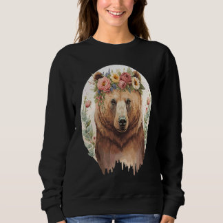 Moletom Cute Brown Bear Grizzly Flower Crown Animal
