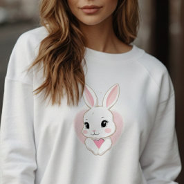 Moletom Cute Bunny Holding Heart | Romantic Design