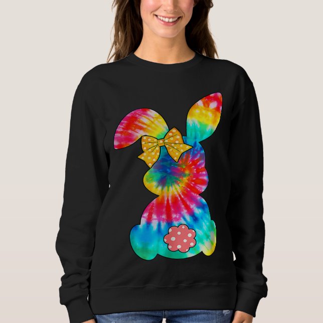 Moletom Cute Bunny Rabbit Tie Dye Bow Tie Easter Day Girls (Frente)