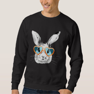 Moletom Cute Bunny With Heart Glasses Easter Day Easter Ra