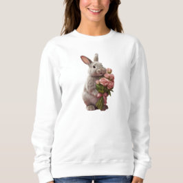 Moletom “Cute Bunny with Pink Roses” Adorable Art Design