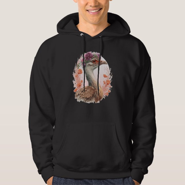 Moletom Cute Bustard Bird Watching Flower Crown Floral Bir (Frente)