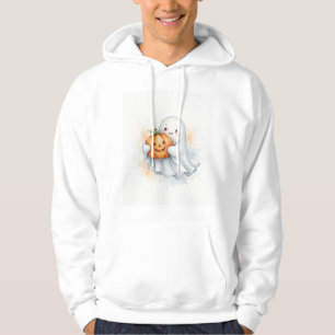Moletom Cute Camisola de Abóbora Fantasma em Aquarela de H
