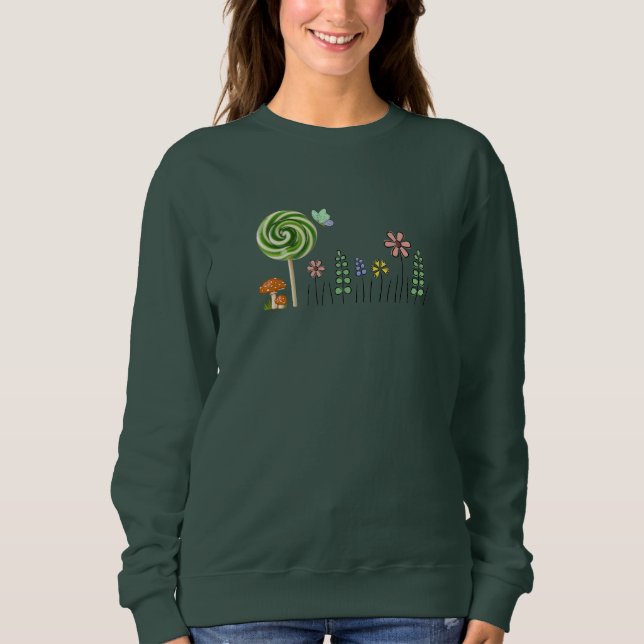 Moletom Cute Candy Garden Illustration. Women’s Cozy Basic (Frente)