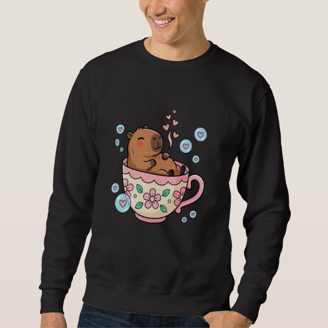 Moletom Cute Capybara in Teacup Kawaii Tea Bath Relaxing S (Frente)