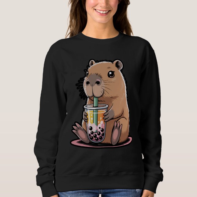 Moletom Cute Capybara Kawaii Boba Tea Lover T-Shirt (Frente)