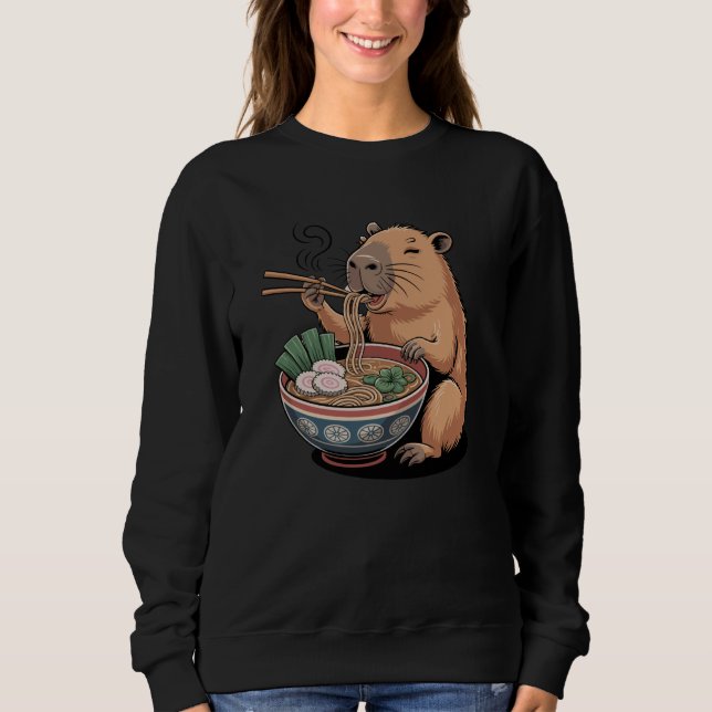 Moletom Cute Capybara Ramen Bowl Japanese Anime Foodie Hum (Frente)