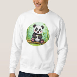 Moletom Cute Cartoon Panda on Bamboo Patch