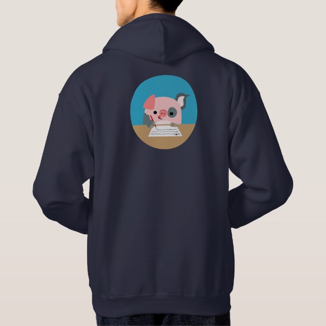 Moletom Cute Cartoon Porco Escrita Capuz (Verso)