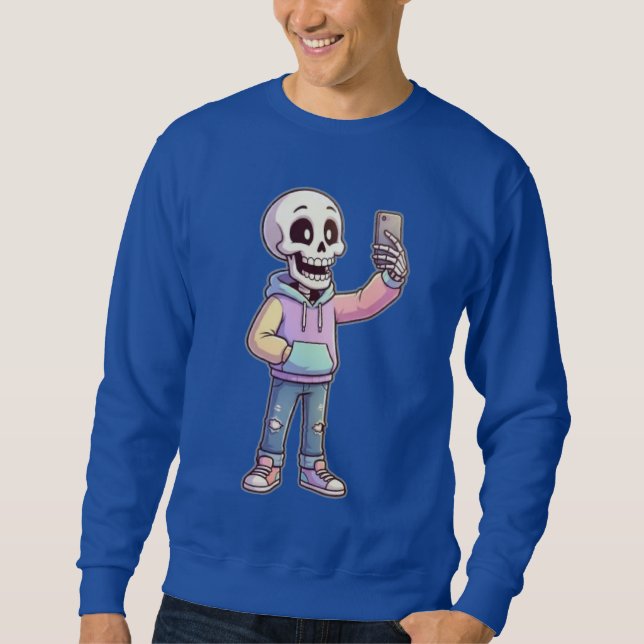 Moletom Cute Cartoon Skeleton Selfie - Full Body Trendy  (Frente)