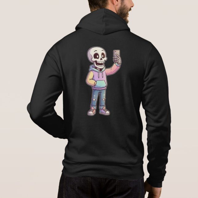 Moletom Cute Cartoon Skeleton Selfie - Full Body Trendy  (Verso)