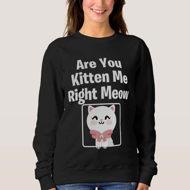 Moletom Cute  Cat Are You Kitten Me Right Meow Cat (Frente)
