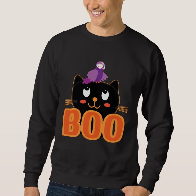Moletom Cute Cat Bird Boo Halloween Cats Love Halloween (Frente)