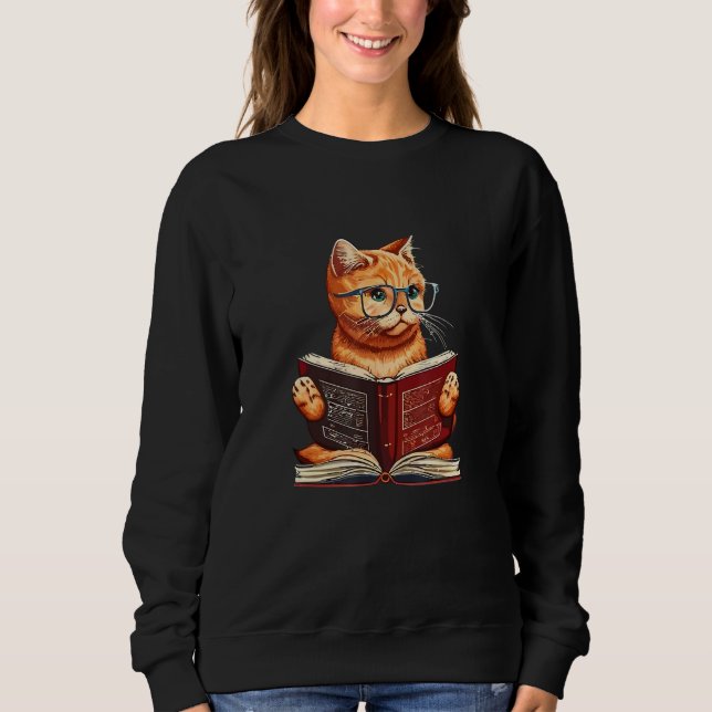 Moletom Cute Cat & book easily distracted by cat and books (Frente)