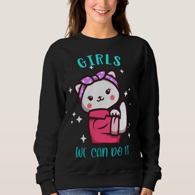 Moletom Cute Cat Girlie Girl Strong Power Emancipation Fem (Frente)