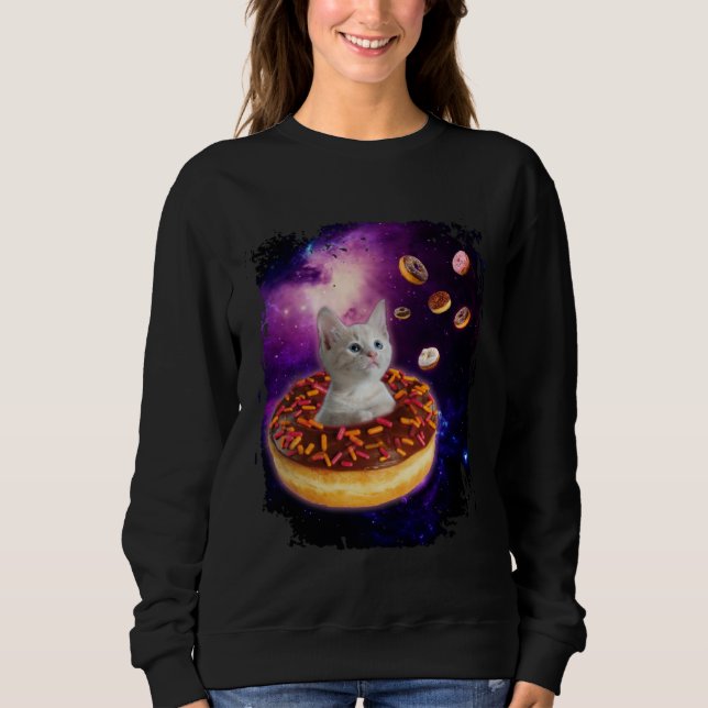 Moletom Cute Cat Inside Donut in Space Boys Girl  Kitty in (Frente)