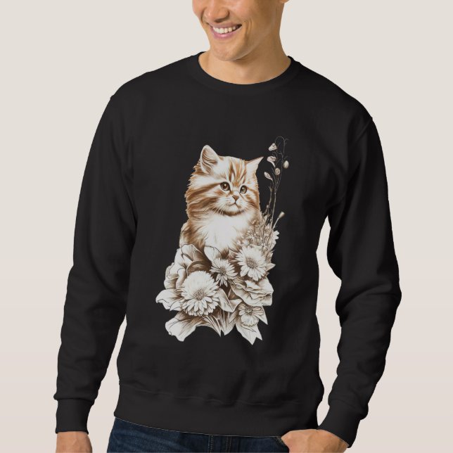 Moletom Cute Cat Kitten & Flowers Cat Owner  Cat (Frente)