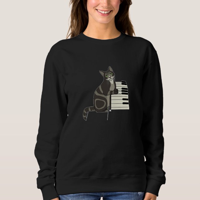 Moletom Cute Cat Kitty Playing Music Piano Musician Cat (Frente)