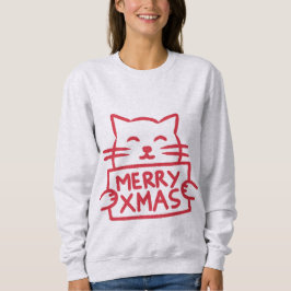 Moletom Cute Cat Merry Xmas