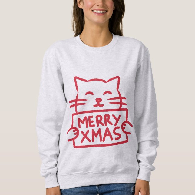 Moletom Cute Cat Merry Xmas (Frente)