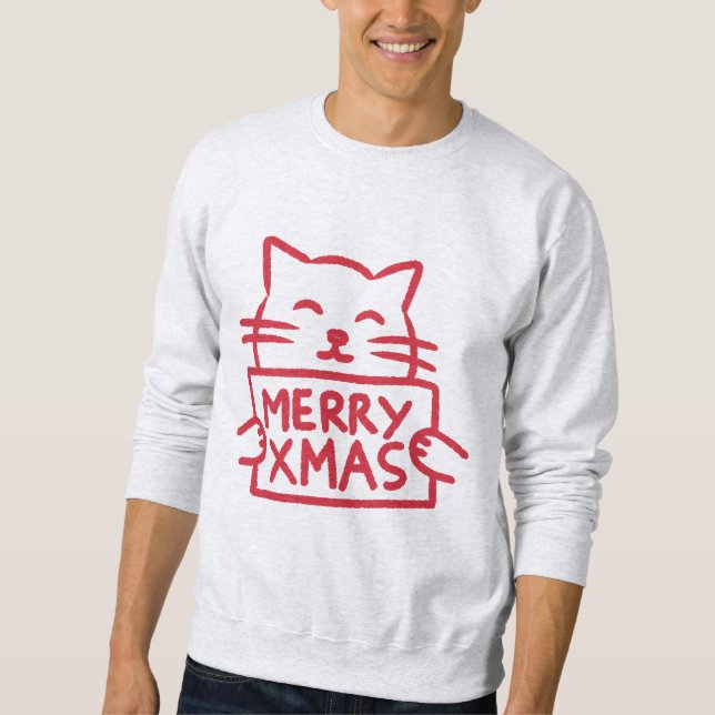 Moletom Cute Cat Merry Xmas (Frente)
